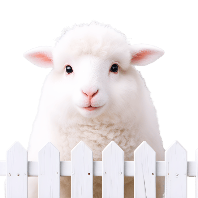 Free transparent PNG: Fluffy Sheep Peering Over Fence Transparent Background PNG