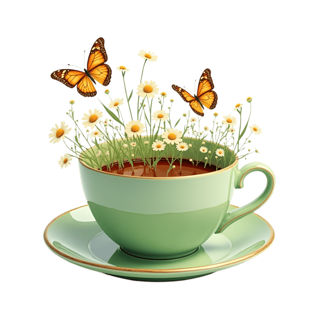 Free transparent PNG: Spring Meadow Tea Cup  Nature Inspired Design, free downloadable png