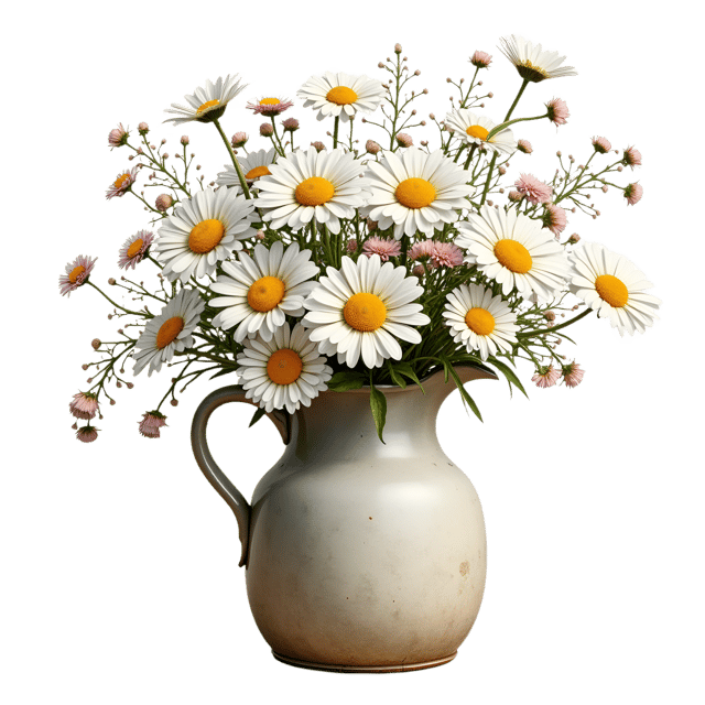 Free transparent PNG: Rustic Cottage Arrangement  Daisy, Wild Aster, Chamomile Bouquet PNG, free download