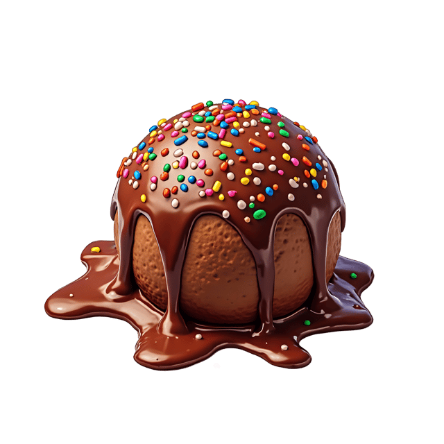 Free transparent PNG: Drizzled Chocolate Scoop with Rainbow Sprinkles  Dessert Clipart, free download png
