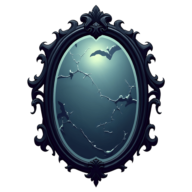 Free transparent PNG: Sinister Gothic Mirror with Distorted Reflections and Cracks PNG