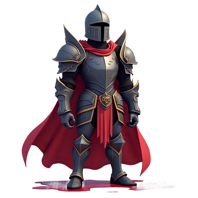 Free transparent PNG: Gothic Knight in Ornate Armor with Blood-Red Cape