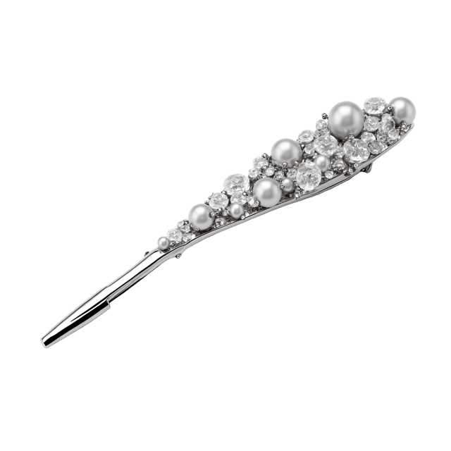 Free transparent PNG: Silver Hairpin with Beads and Sleek Design - Isolated White Background Illustration