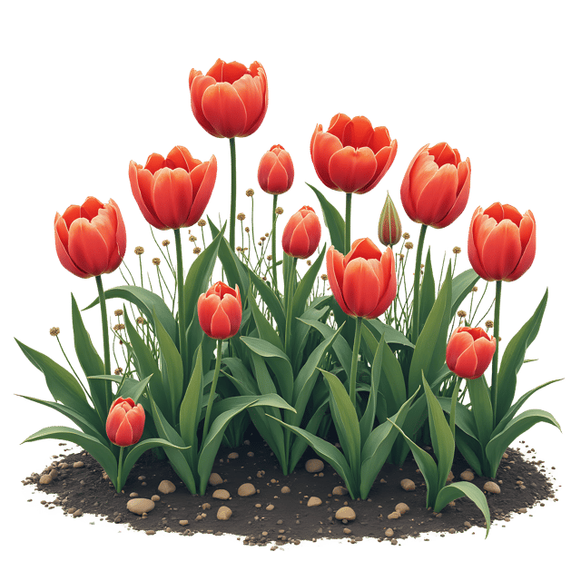 Free transparent PNG: Flower Garden Bed Filled with Tulips  Spring Gardening Clipart, free download png