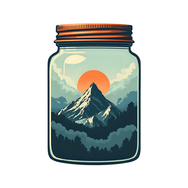 Free transparent PNG: Mountain Peak with Surrounding Clouds in a Jar PNG Transparent Background