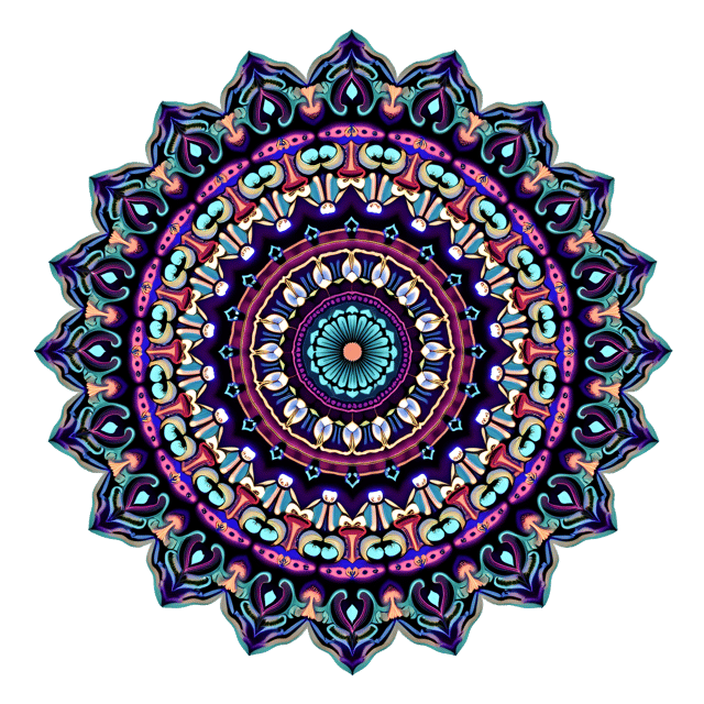 Free transparent PNG: Symmetrical Paisley Mandala with Iridescent Color Transitions