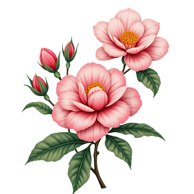 Free transparent PNG: Chinoiserie Camellia Floral PNG Clipart  Elegant Design Element for Oriental Inspired Projects