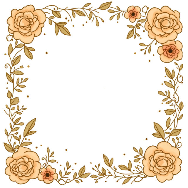 Free transparent PNG: Elegant Gold Leaf Border with Intricate Vine Patterns and Whimsical Cute Cartoon Style
