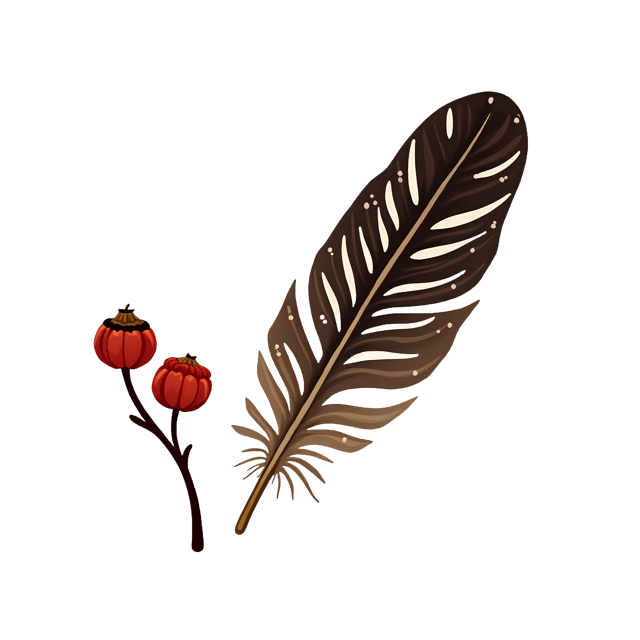 Free transparent PNG: Speckled Wing Feather with Dried Berry  Nature Clipart, free downloadable png