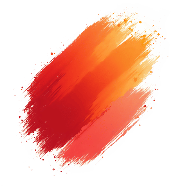 Free transparent PNG: Abstract Red and Orange Brushstroke Art with Golden Highlights on Transparent Background