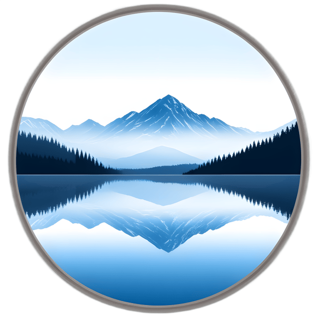Free transparent PNG: Misty Mountains and Crystal-Clear Lake in a Circular Frame PNG