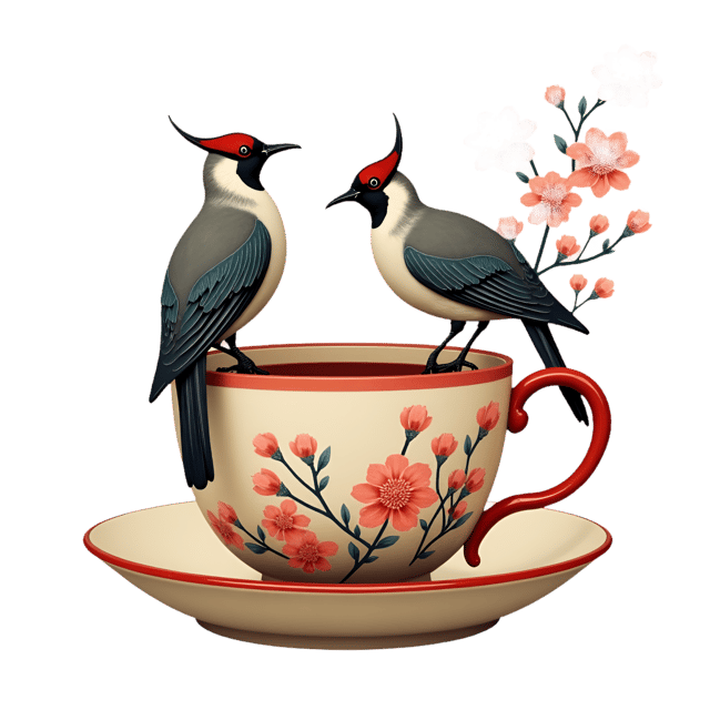 Free transparent PNG: Chinoiserie Bird Tea Cup  Chinese-Inspired Design Clipart, free png download