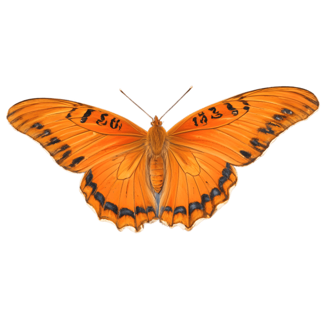 Free transparent PNG: Gulf Fritillary Butterfly PNG with Transparent Background for Nature and Artistic Use