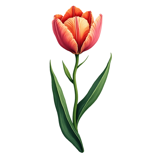 Free transparent PNG: Charming Hand-Drawn Tulip with Gradient Hues and Twisted Stems