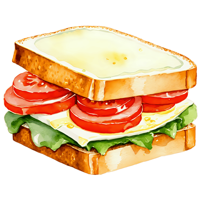 Free transparent PNG: Watercolor Sandwich Illustration - Transparent PNG for Versatile Uses