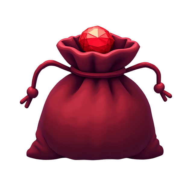 Free transparent PNG: Velvet Pouch with Pulsating Blood-Red Ruby PNG