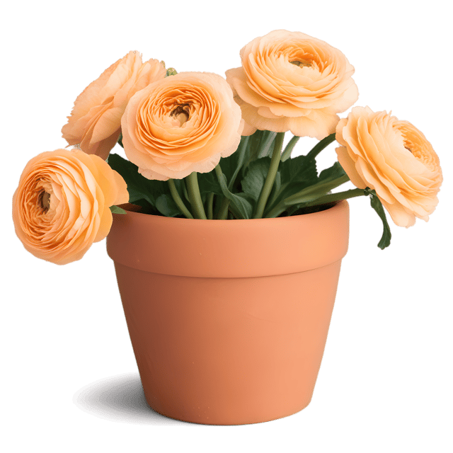 Free transparent PNG: Rustic Ranunculus in Clay Pot Transparent PNG