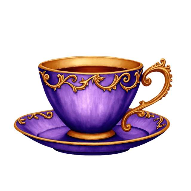 Free transparent PNG: Royal Purple Tea Cup  Elegant Clipart, free downloadable png