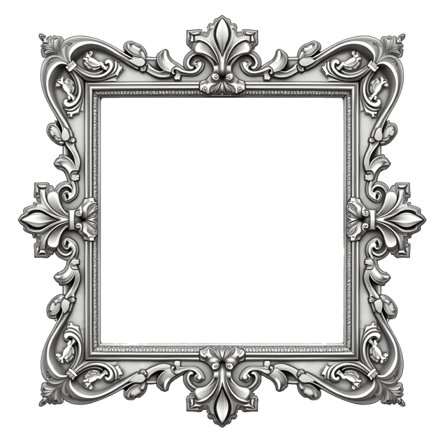 Free transparent PNG: Ornate Silver Frame with Filigree Patterns Clipart for Decorative and Craft Uses