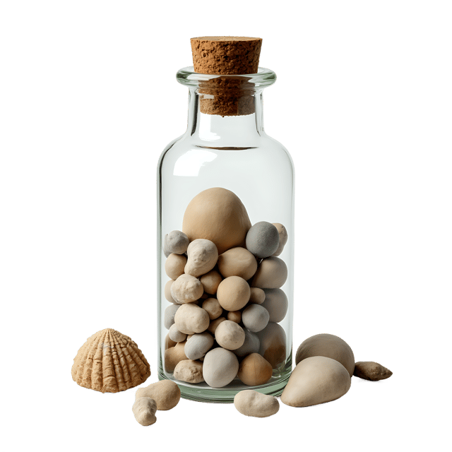 Free transparent PNG: Shells and Pebbles in a Bottle PNG Clipart  Ideal for Coastal Decor, Crafts  Design