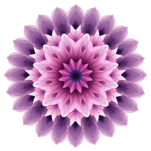 Free transparent PNG: Symmetrical Mandala in Pink and Purple Gradients on White Background