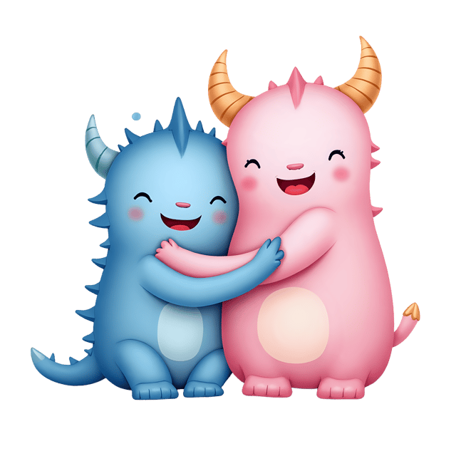 Free transparent PNG: Soaring Monster Doll in Pastel Pink and Blue for Cozy Nursery and Craft Projects