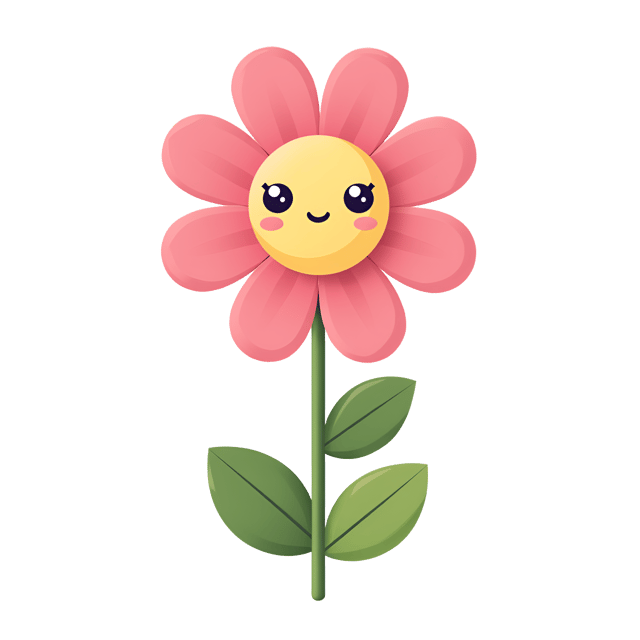 Free transparent PNG: Cute Cartoon Flower with Pink and White Petals and Smiling Face Illustration