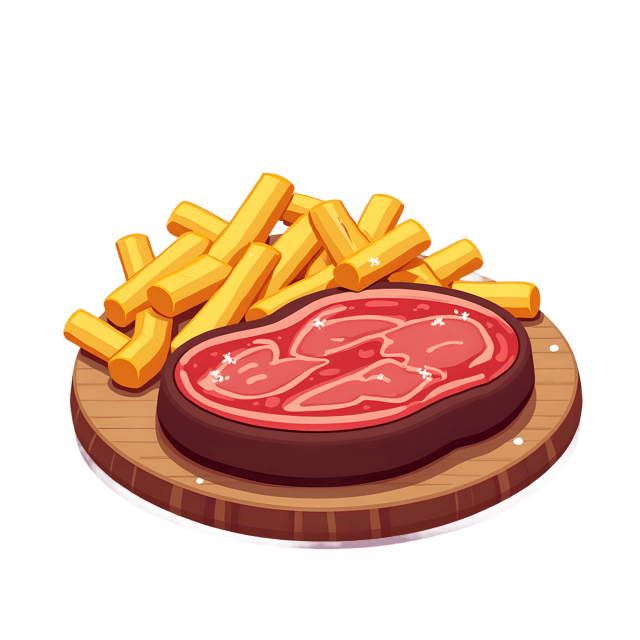 Free transparent PNG: Sizzling Steak and Golden Fries Transparent PNG for Food Imaging