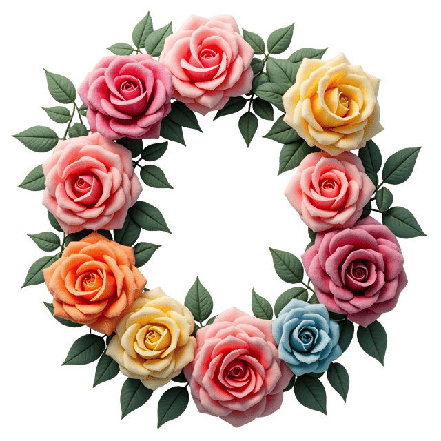 Free transparent PNG: Frosted Roses O PNG Design with Vibrant Colors and Transparent Background