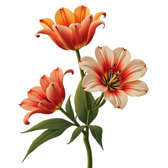 Free transparent PNG: Tulip and Lily Flowers PNG  Beautiful Blooms for Garden Design  Floral Crafts