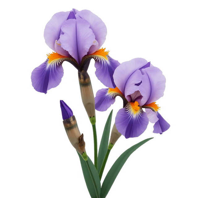Free transparent PNG: Elegant Purple Iris with Golden Pollen Illustration