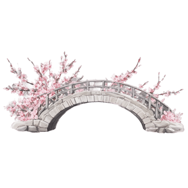 Free transparent PNG: Floral Cherry Blossom Bridge PNG Design for Spring and Nature Themed Decorations