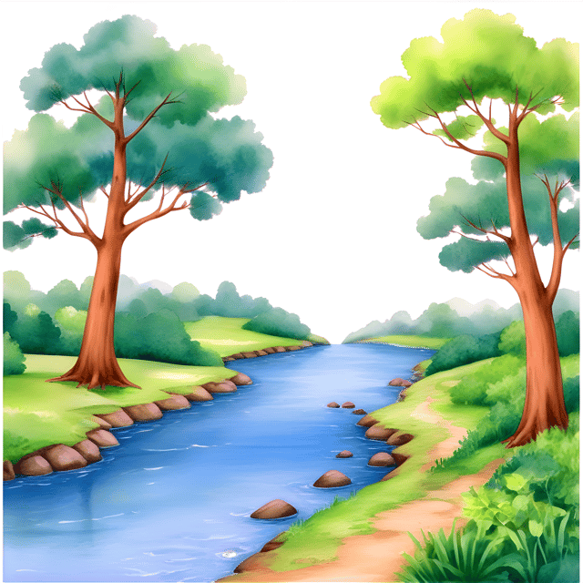 Free transparent PNG: Lush Forest River Scene PNG with Transparent Background for Nature Art and Design