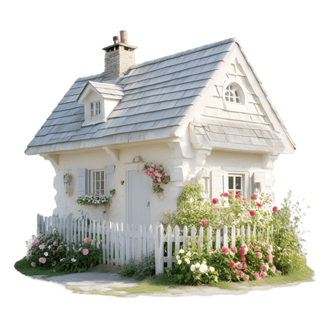 Free transparent PNG: Floral White Cottage PNG with Transparent Background for Decorative Use