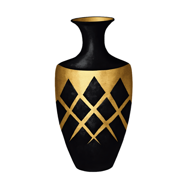 Free transparent PNG: Black and Gold Art Deco Vase  Elegant Geometric Design Clipart, free transparent png download