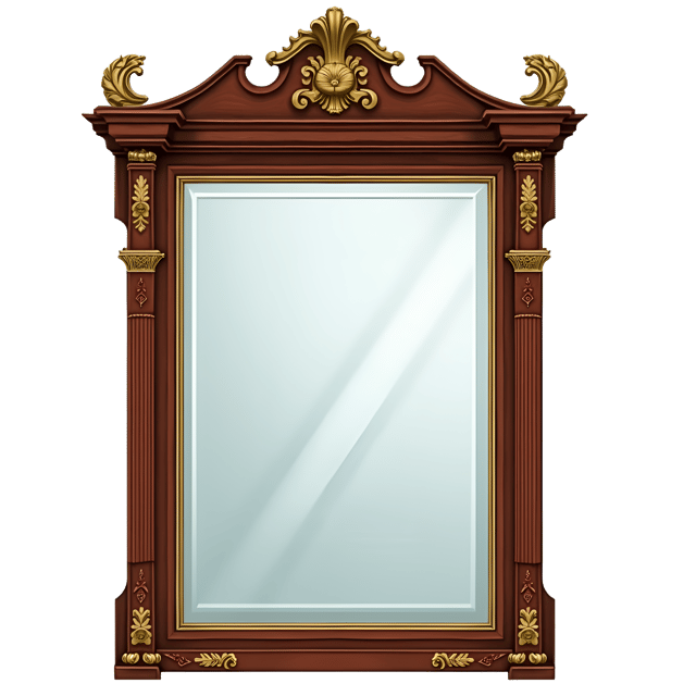 Free transparent PNG: Antique Mahogany Mirror with Beveled Glass and Brass Detailing Clipart