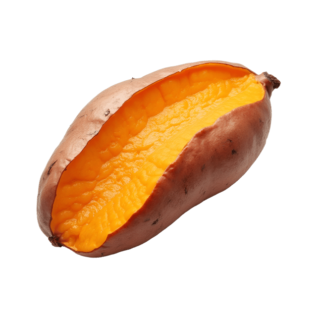 Free transparent PNG: Golden Roasted Sweet Potato PNG with Smooth Texture and Earthy Flavor