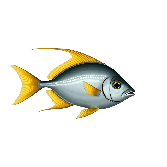 Free transparent PNG: Elegant Surgeonfish Illustration with Silvery Body and Yellow Tail
