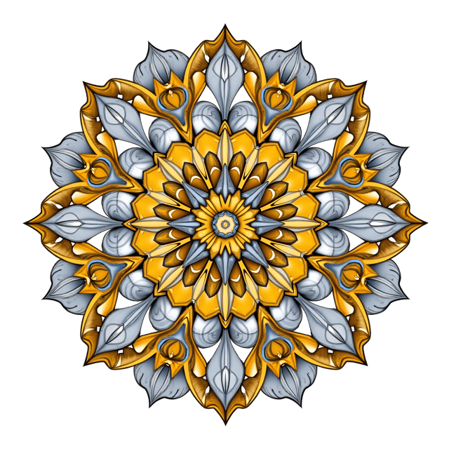 Free transparent PNG: Symmetrical Mandala Clipart in Gold and Silver Filigree