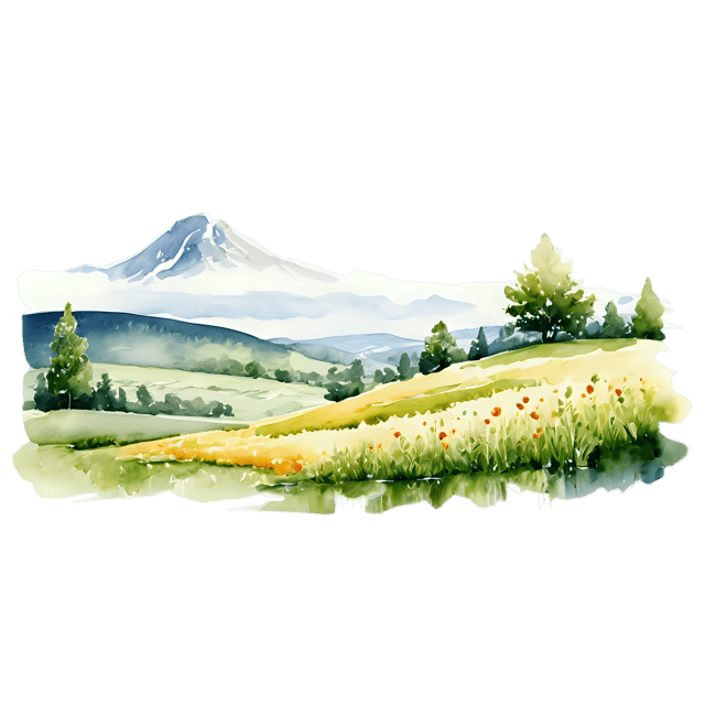 Free transparent PNG: Watercolor Meadow Landscape Transparent PNG – Gentle Illustration for Nature Lovers