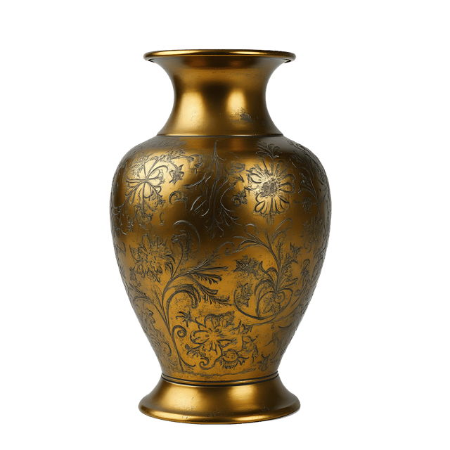 Free transparent PNG: Antique Brass Vase PNG with Intricate Details for Art and Decor