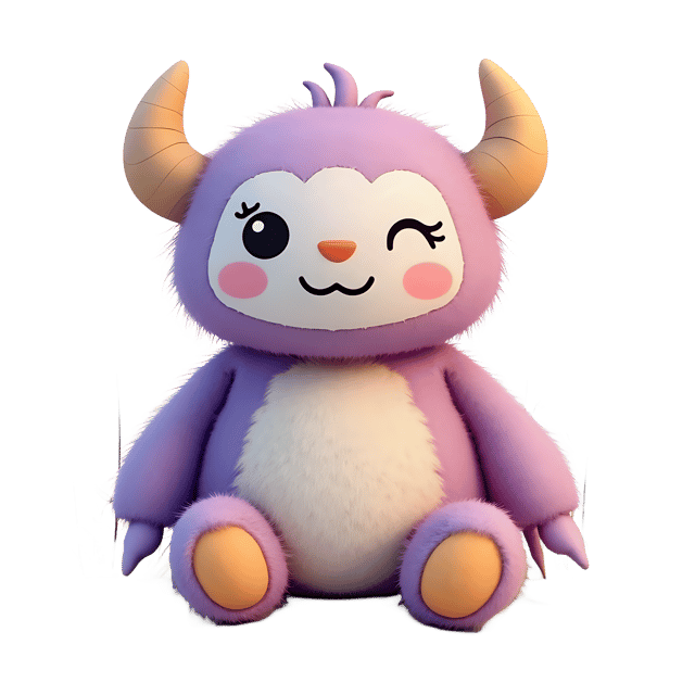 Free transparent PNG: 14 Cuddly Monster Plushies with Fuzzy Details and Soothing Colors PNG