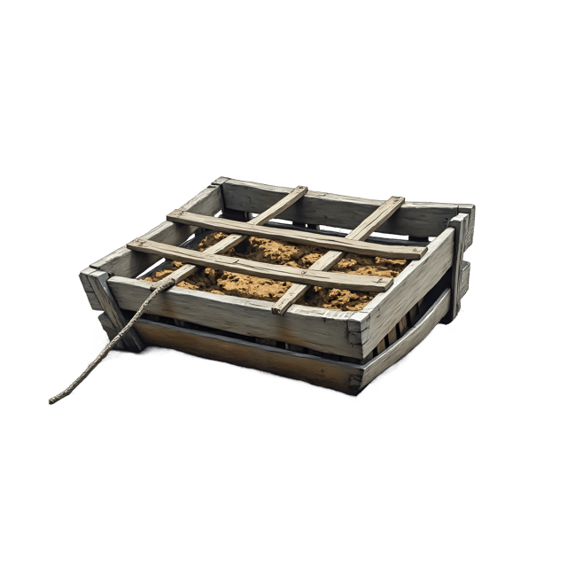 Free transparent PNG: Rustic Wooden Crab Trap PNG with Wet Pebbles and Seaweed Background