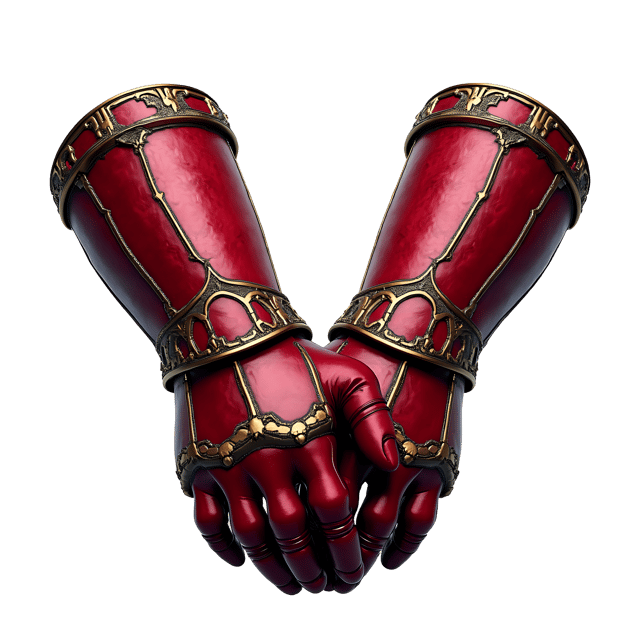 Free transparent PNG: Ruby-Encrusted Gauntlets PNG with Transparent Background for Art and Design