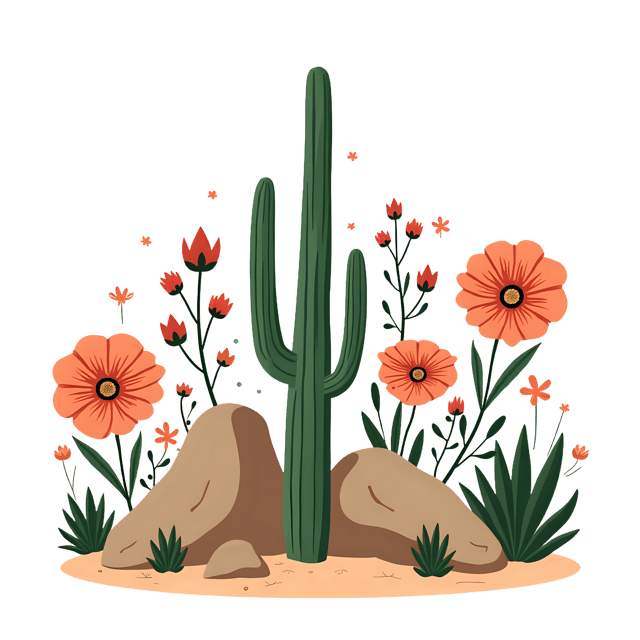Free transparent PNG: Boho Desert Flowers  Unique Decor Clipart, free downloadable png