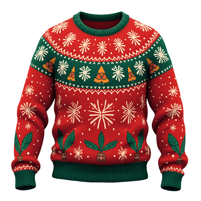 Free transparent PNG: Knitted Christmas Sweater with Holiday Patterns PNG
