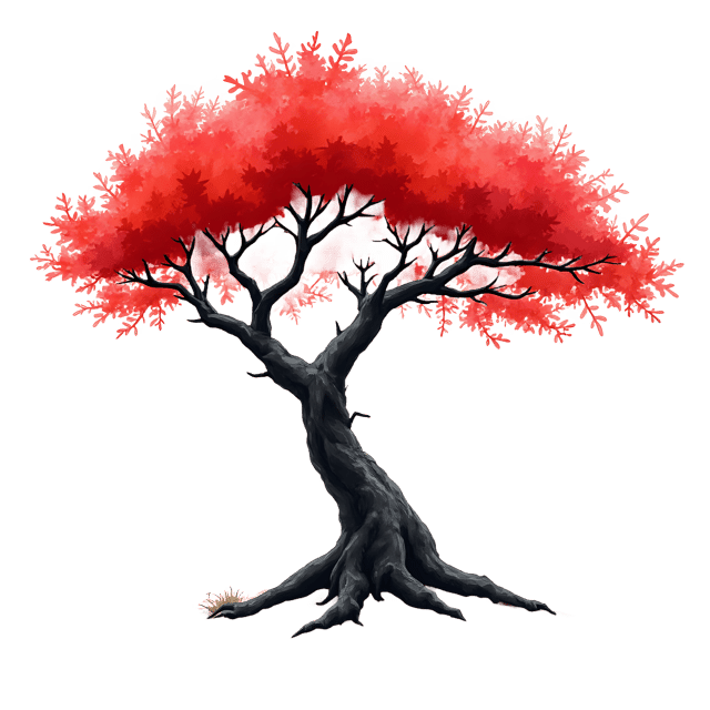Free transparent PNG: Crooked Tree with Red Glowing Bark  Nature Clipart, free transparent png download