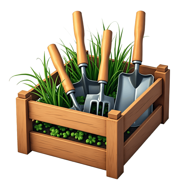 Free transparent PNG: Wooden Crate Holding Garden Tools  Free Downloadable PNG Clipart