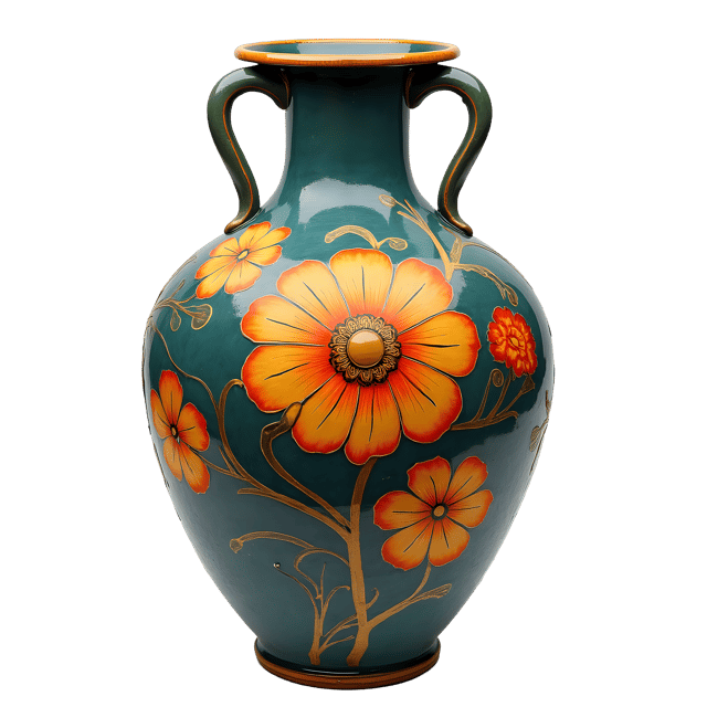 Free transparent PNG: Vintage Enamel Vase PNG with Bright Colors and Transparent Background