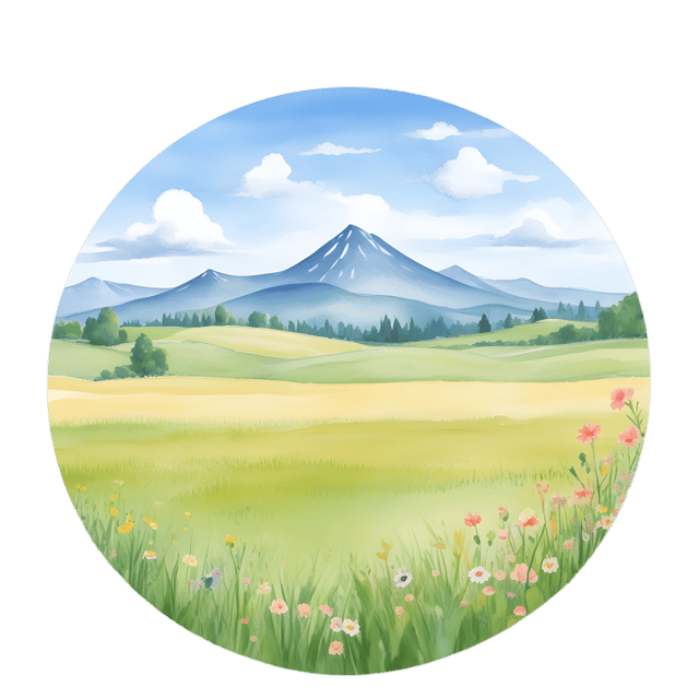 Free transparent PNG: Soft Pastel Meadow with Distant Hills PNG Image for Nature and Landscape Design